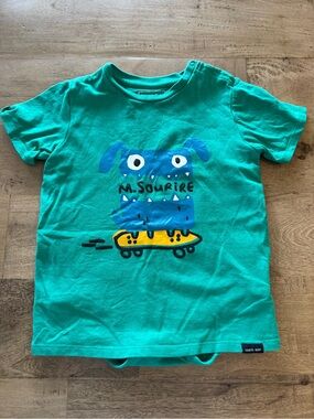 Souris Mini Green Kids' Graphic Tee with Skateboard Monster snap bottom 12-18